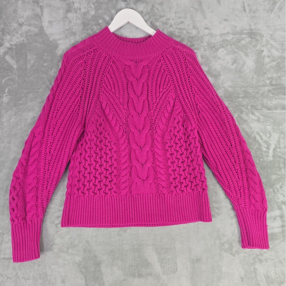 Banana Republic Womens 100% Cashmere Chunky Knit Sweater Small Pink Fisherman